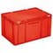 Euronorm-Stapelbehälter,HxLxB 330x600x400mm,63l,PP,rot,Scharnierdeckel