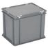 Euronorm-Stapelbehälter,HxLxB 335x400x300mm,31l,PP,grau,Scharnierdeckel