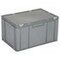 Euronorm-Stapelbehälter,HxLxB 330x600x400mm,63l,PP,grau,Scharnierdeckel