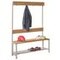 Umkleidebank, HxLxT 1600x1000x400mm, Holzleisten Buche, Gestell lichtgrau