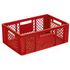 Euronorm-Stapelbehälter,HxLxB 240x600x400mm,43l,PP,rot,Wände durchbrochen