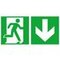 Fluchtwegschild, Notausgang rechts, Pfeil rechts abwärts, Wandschild, Alu