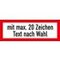 Brandschutzschild, Freitext 20 Zeichen, Wandschild, Alu, Standard