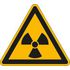 Warnschild, Warnung v. radioakt./ionisier. Stoffen, Wandschild, Alu