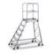 Podesttreppe,fahrbar,Podest H 1,44m,6 Gitterroststufen,60° Neigung,Alu