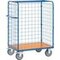 Paketwagen, Tragl. 600kg, Ladefl. LxB 1200x800mm, Holzplatte, 3 Wände