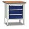 Werkbank, RAL7035/RAL5010, HxBxT 840x750x700mm, Multiplexplatte, 4-Fuß