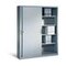 Schiebetürenschrank, RAL7035, HxBxT 1950x1600x500mm, 8xStahlboden, 5 OH