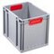 Euronorm-Stapelbehälter,HxLxB 320x400x300mm,PP,grau/rot,Wände geschlossen
