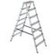Alu-Doppelleiter, beidseitig, 2x7 Stufe(n), Podest H 1, 52m, Alu