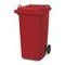Mülltonne, 240l, HxBxT 1075x580x730mm, Deckel rot, Korpus PE rot, 2 Räder