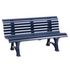 Parkbank, HxBxT 800x1500x450mm, 13 Latten, PVC-Leisten-Sitz blau