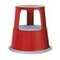 Rolltritt, Stahl, rot, Trittfläche Ø 290mm, 3 Federrollen
