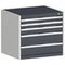 Schubladenschrank, HxBxT 700x800x525mm, 5 Schublade(n), Normallastauszug