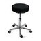 Hocker, Sitz H 460-590mm, Sitz Kunstleder schwarz, Gestell Alu, Rollen