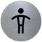 Türschild, WC Herren, Alu, silber/schwarz, selbstklebend, Ø 70mm