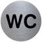 Türschild, WC, Alu, silber/schwarz, selbstklebend, Ø 70mm