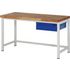Werkbank, RAL7035/RAL5010, HxBxT 840-1040x1500x700mm, Bucheplatte