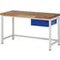 Werkbank, RAL7035/RAL5010, HxBxT 840-1040x1500x700mm, Bucheplatte