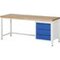 Werkbank, RAL7035/RAL5010, HxBxT 840-1040x2000x700mm, Bucheplatte