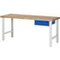 Werkbank, RAL7035/RAL5010, HxBxT 790-1140x2000x700mm, Bucheplatte