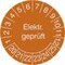 Prüfplakette, Elektr. geprüft gemäß, Aufkleber, Jahresfarbe 2027-orange