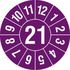Prüfplakette,Monat (Typ 2),Aufkleber,Ø 20mm,Jahresfarbe 2021-violett
