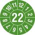 Prüfplakette,Monat (Typ 2),Aufkleber,Ø 20mm,Jahresfarbe 2022 grün