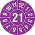 Prüfplakette,Monat (Typ 2),Aufkleber,Ø 25mm,Jahresfarbe 2021-violett