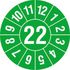 Prüfplakette,Monat (Typ 2),Aufkleber,Ø 25mm,Jahresfarbe 2022 grün