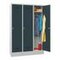 Abteilschrank, HxBxT 1850x1200x500mm, 3 Abt., RAL7035, Front RAL7016