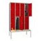 Doppelstöckiger Sitzbankschrank, RAL7035, Front RAL3000
