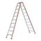 Stufenstehleiter,beidseitig,2x10 Stufen,Stand H 1,85m,Holm L 2,54m,Alu