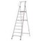 Plattformleiter, Podest HxBxT 2110x440x400mm, 9 Stufen, Alu, klappbar