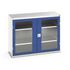 Sichtfensterschrank, HxBxT 1000x1300x550mm, 2xStahlboden, Korpus RAL7035
