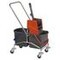 Nasswischwagen, Eimer 2x17l rot/blau, Gestell Stahl, 4 Lenkrollen
