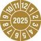 Prüfplakette, Monat (Typ 1), Aufkleber, Ø 20mm, Jahresfarbe 2025-gold