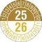 Prüfplakette, 2 Jahre, Aufkleber, Ø 20mm, Jahresfarbe 2025/2026 gold/gelb