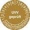 Prüfplakette, UVV geprüft, Aufkleber, Ø 20mm, Jahresfarbe 2025-gold