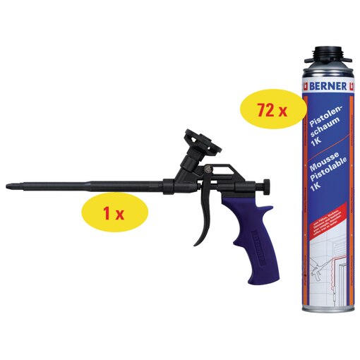 Paket Pistolenschaum 1K 750 ml + PU-Schaumpistole PTFE
