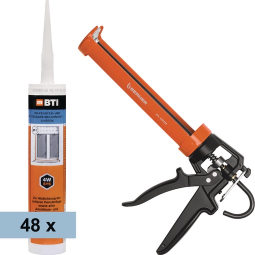 48 Kartuschen Fensterdichtstoff Außen & Pistole