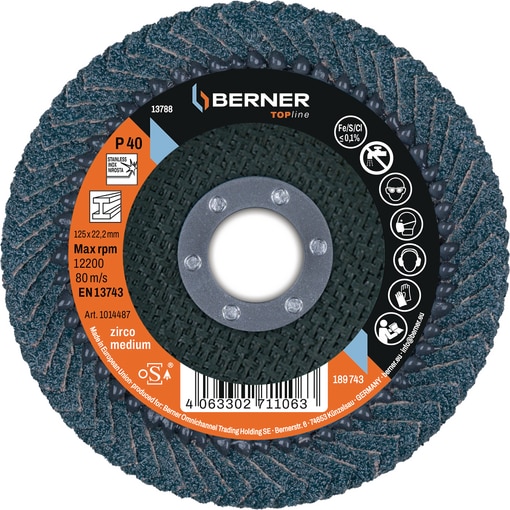 Zircon-Fächerscheibe CURVED Top L 125 mm P 40