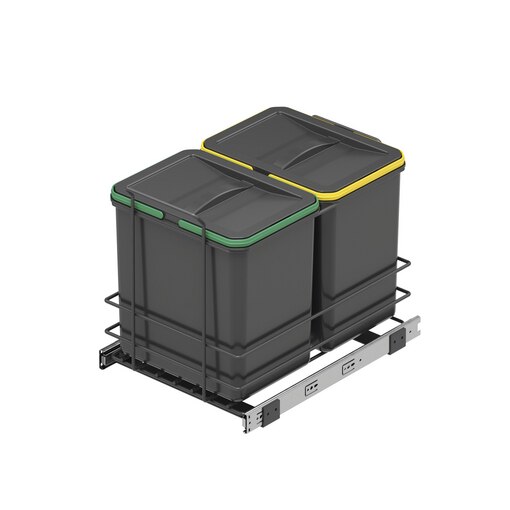 Recycling-Behälter für die Küche, 2 x 16 L, Bodenbefestigung und Handauszug