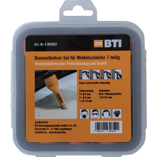 Diamant-Trockenbohrer-Set 7-tlg. Für Winkelschleifer
