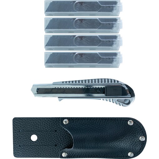 Alu-Cutter + Tasche, Messerscheide, Abbrechklinge schwarz