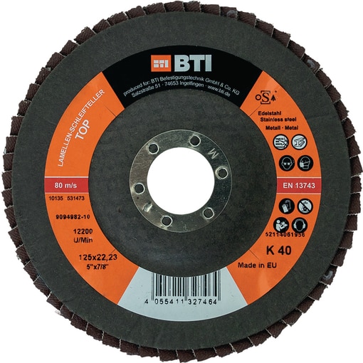 Lamellen-Schleifteller Top Metall Edelstahl gekröpft 125 mm