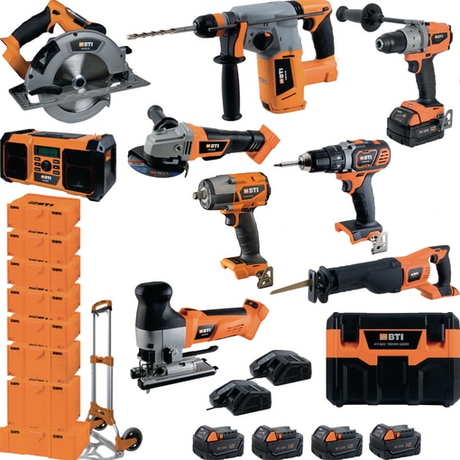 18-Volt-Maschinen-Komplett-Set 5,0 Ah inkl. Staubsauger und Radio