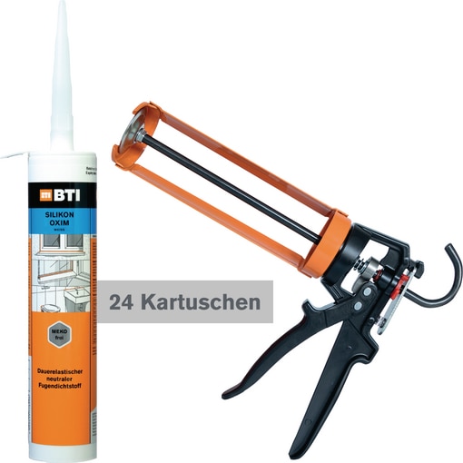 24 Kartuschen Silikon Oxim weiß, + Kartuschenpistole 12:1