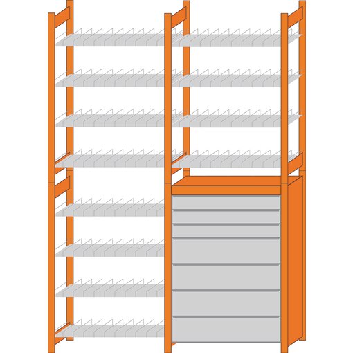 BTI OBTI-BASE OBTI-SYS Regalkombi Basic 3, 2-Fach Regalkombination mit Schubkastenregal