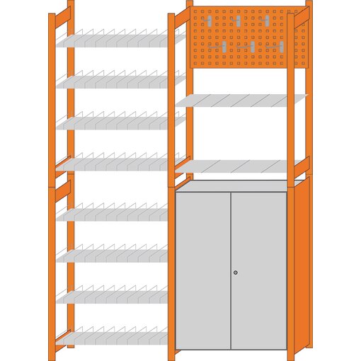 BTI OBTI-BASE OBTI-SYS Regalkombi Basic 4, 2-Fach Regalkombination mit Regalschrank und Universallochwand